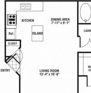 1 Bedroom 1 Bath Floor Plan 1 Bedroom 1 Bath Floor Plan at The Preserve at Rock Springs, Wyoming